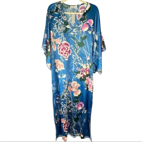 Peony Floral Satin Caftan