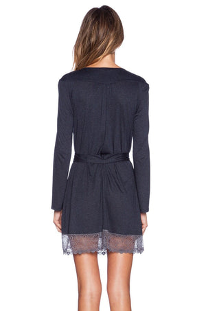 Venice Short Robe With Lace Hem
