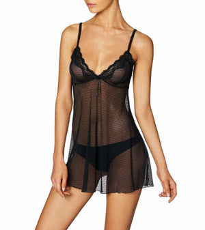 Dotted-Mesh Lace Babydoll